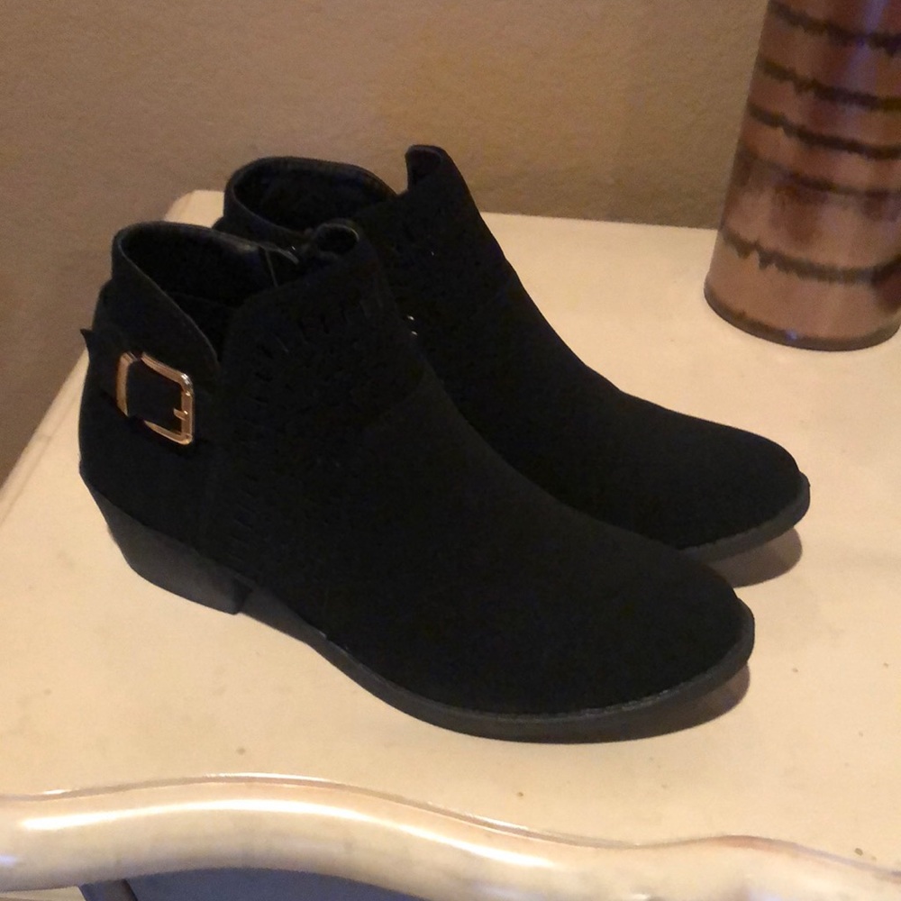 Black suede booties
